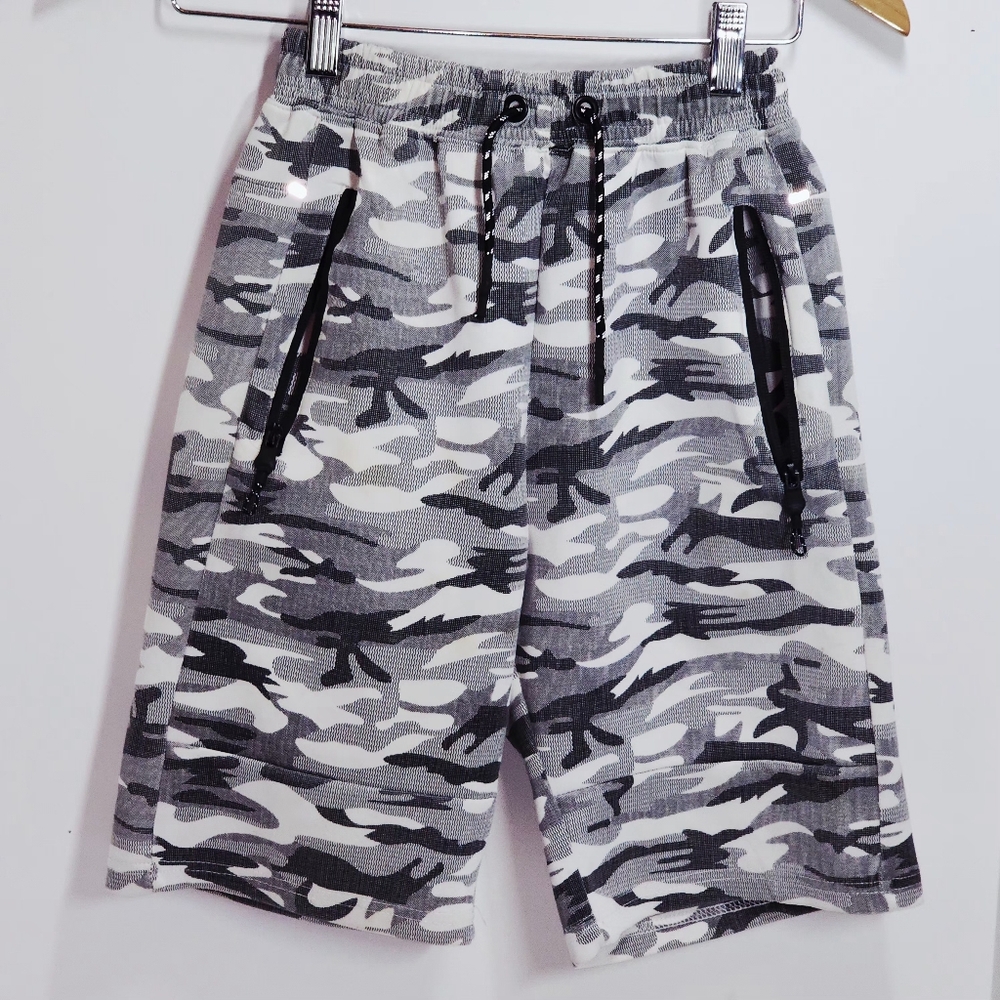 Encrypted Youth Gray Camo Drawstring Shorts Large 14/16